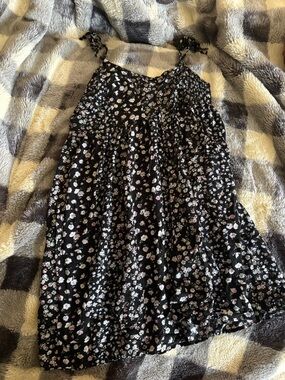 Black Floral Tie-Shoulder Sundress